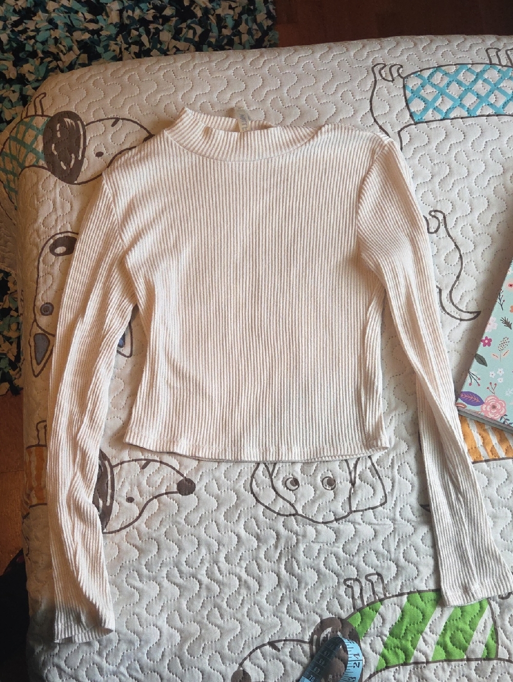 Wallflower Cream Ribbed Mock Neck Long Sleeve Top